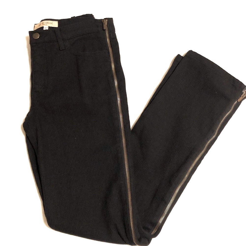 See by Chloe Ribbed Zipper Straight Leg Pants Sz 6